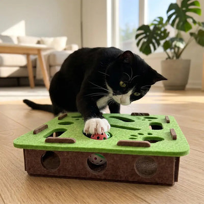 Interactive Felt Cat Puzzle Box