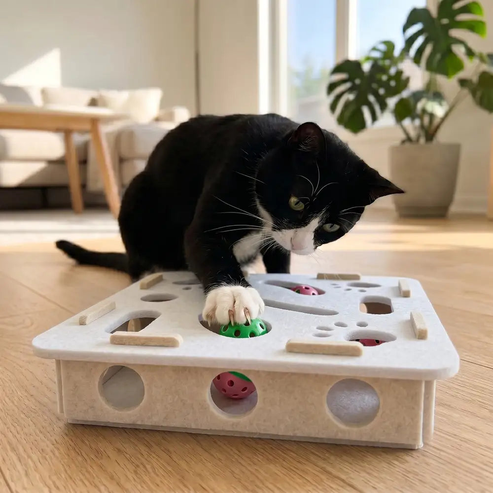 Interactive Felt Cat Puzzle Box