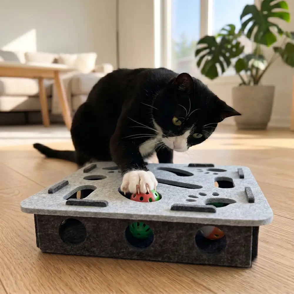 Interactive Felt Cat Puzzle Box