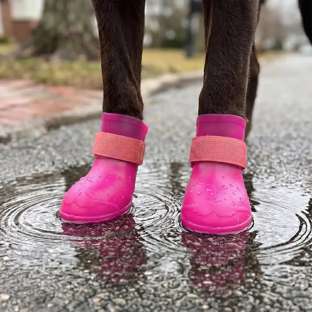 Rubber Sole Dog Rain Boots