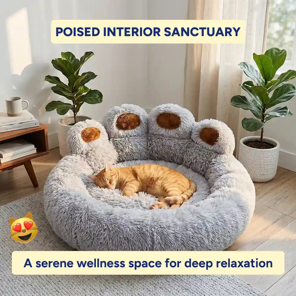Fluffy Paw-Shaped Calming Pet Sanctuary